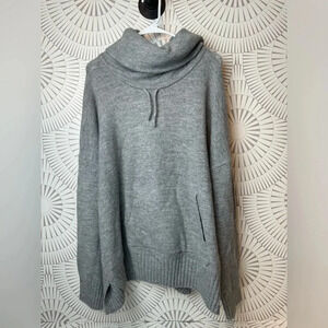 Olivia Sky Women’s Gray Turtleneck Sweater with Front Pocket Drawstring Size 3X